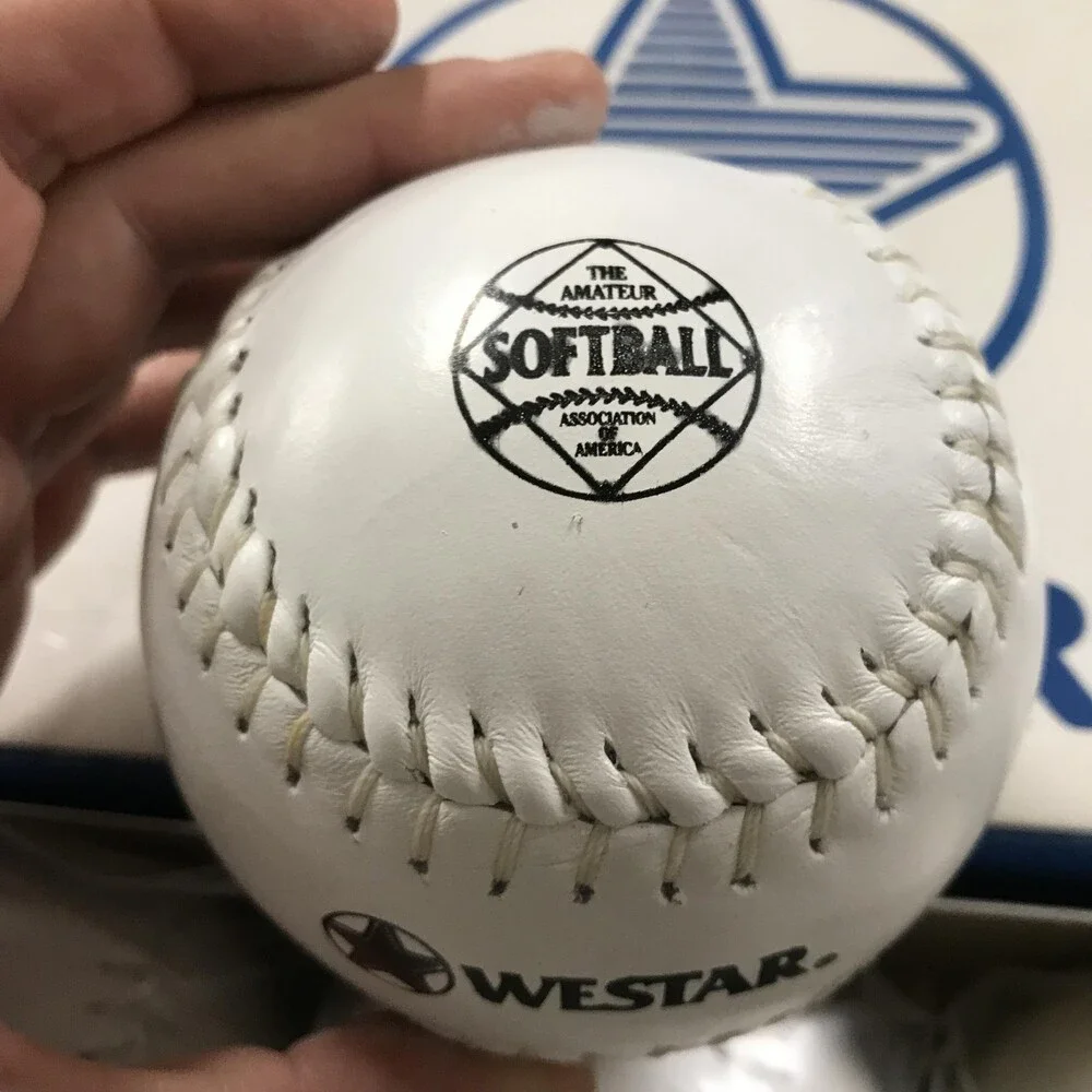 Lot of 21 Vintage Westar Softballs 12 White Leather Raised Seam Five Star ASA